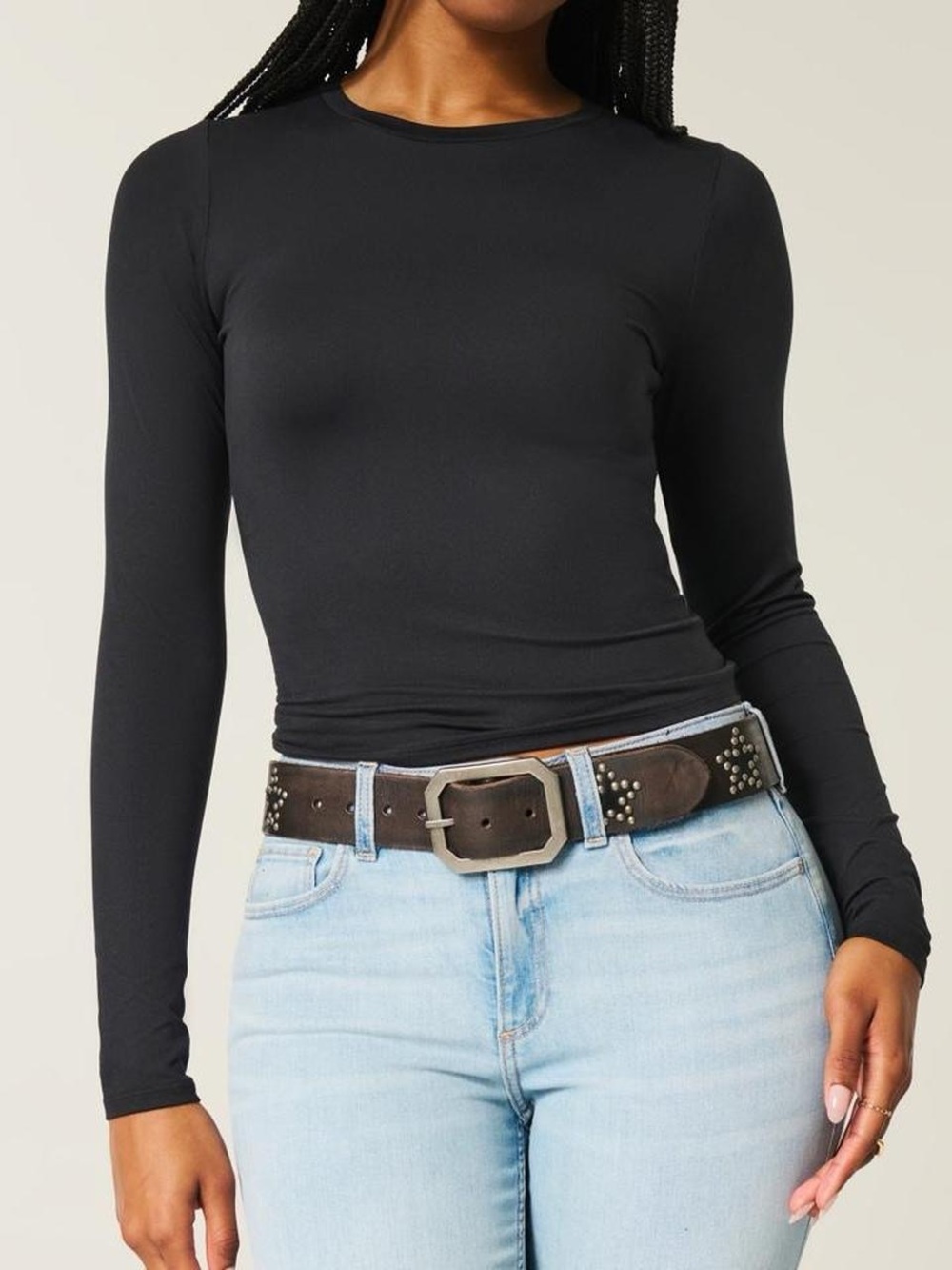 Hollister Long Sleeve Seamless Fabric Crew Baby Tee